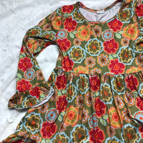 Boutique Fall Floral Ruffle Trim High Low Top size 14 - Picture 3 of 7